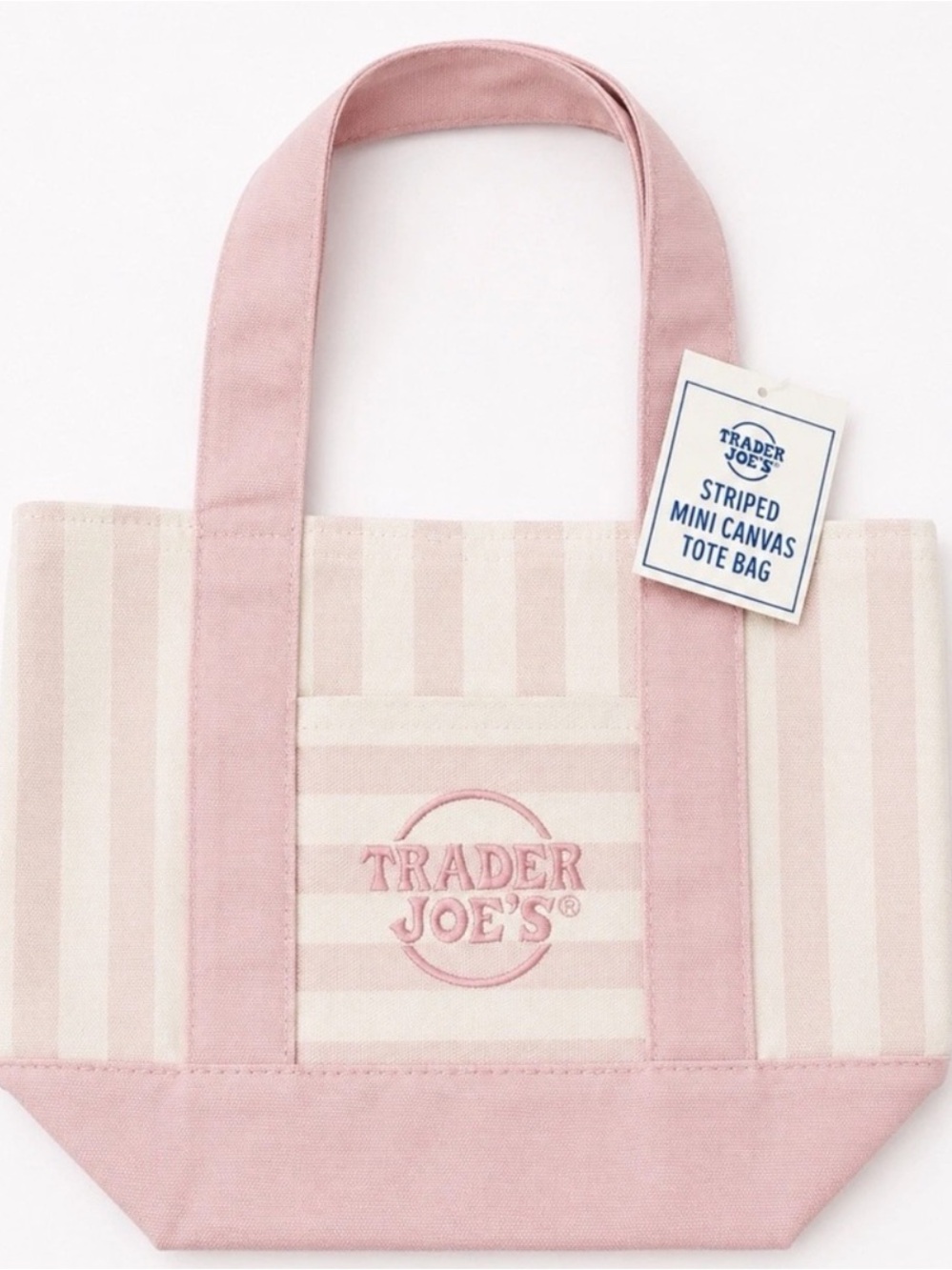 Trader Joe's Pink Striped Mini Canvas Tote